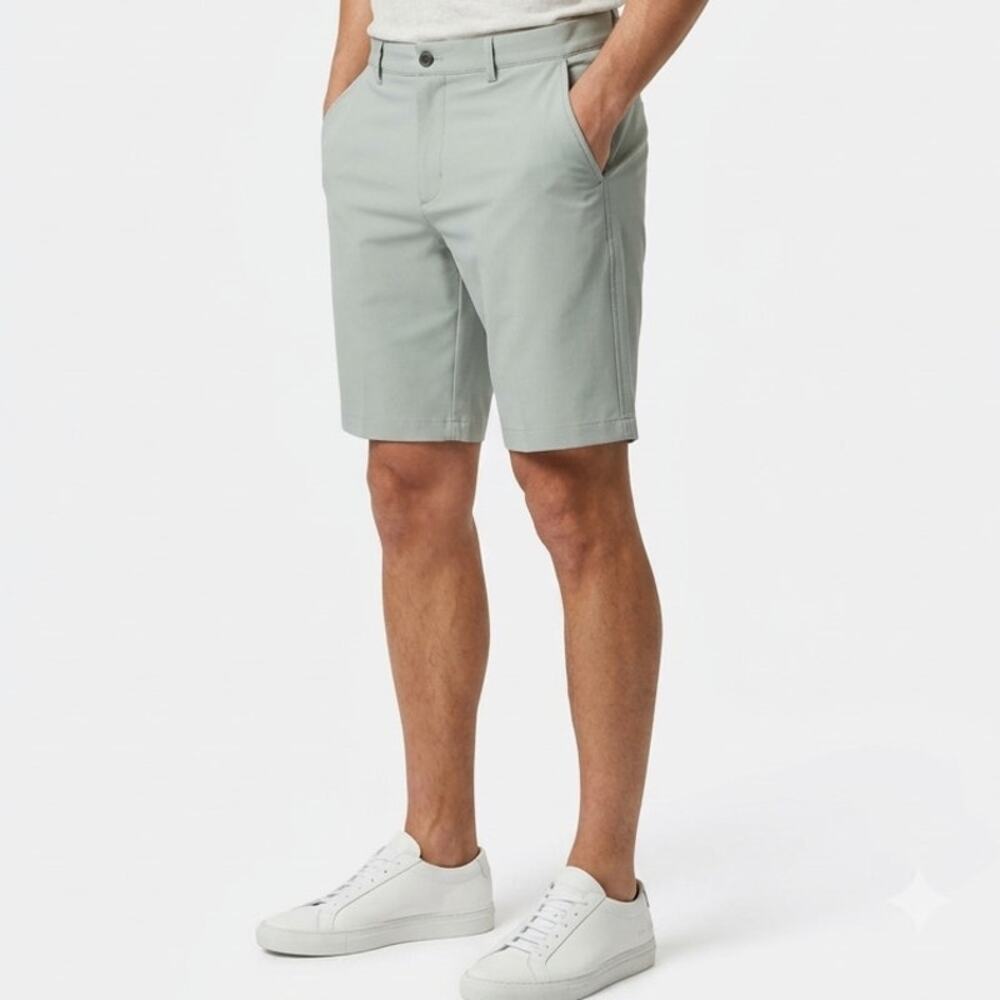 Dunning Golf Performance Chino Shorts Men's 35 Gray Stretch Flat Front Classic
